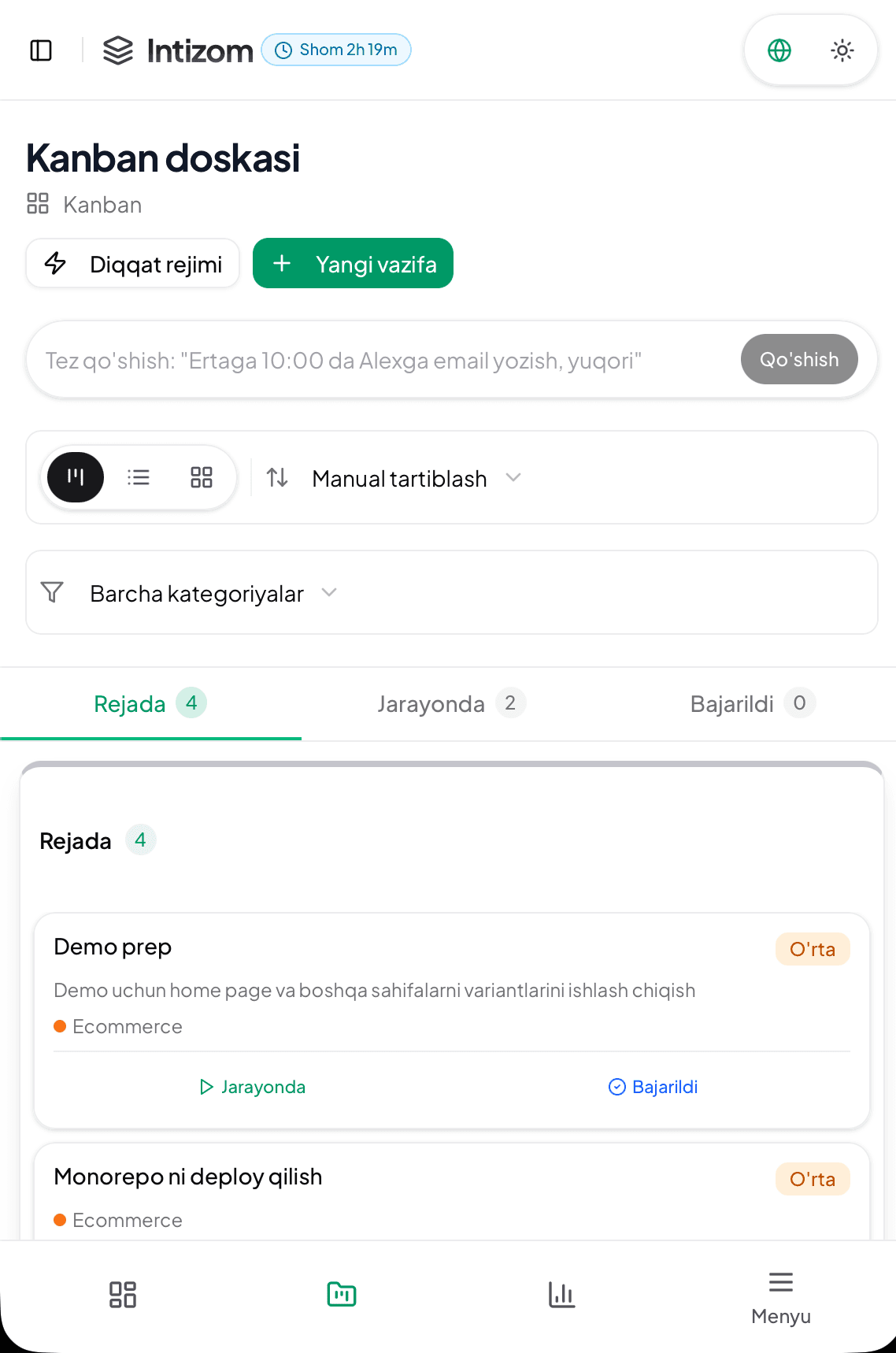 Task Management App mobile view