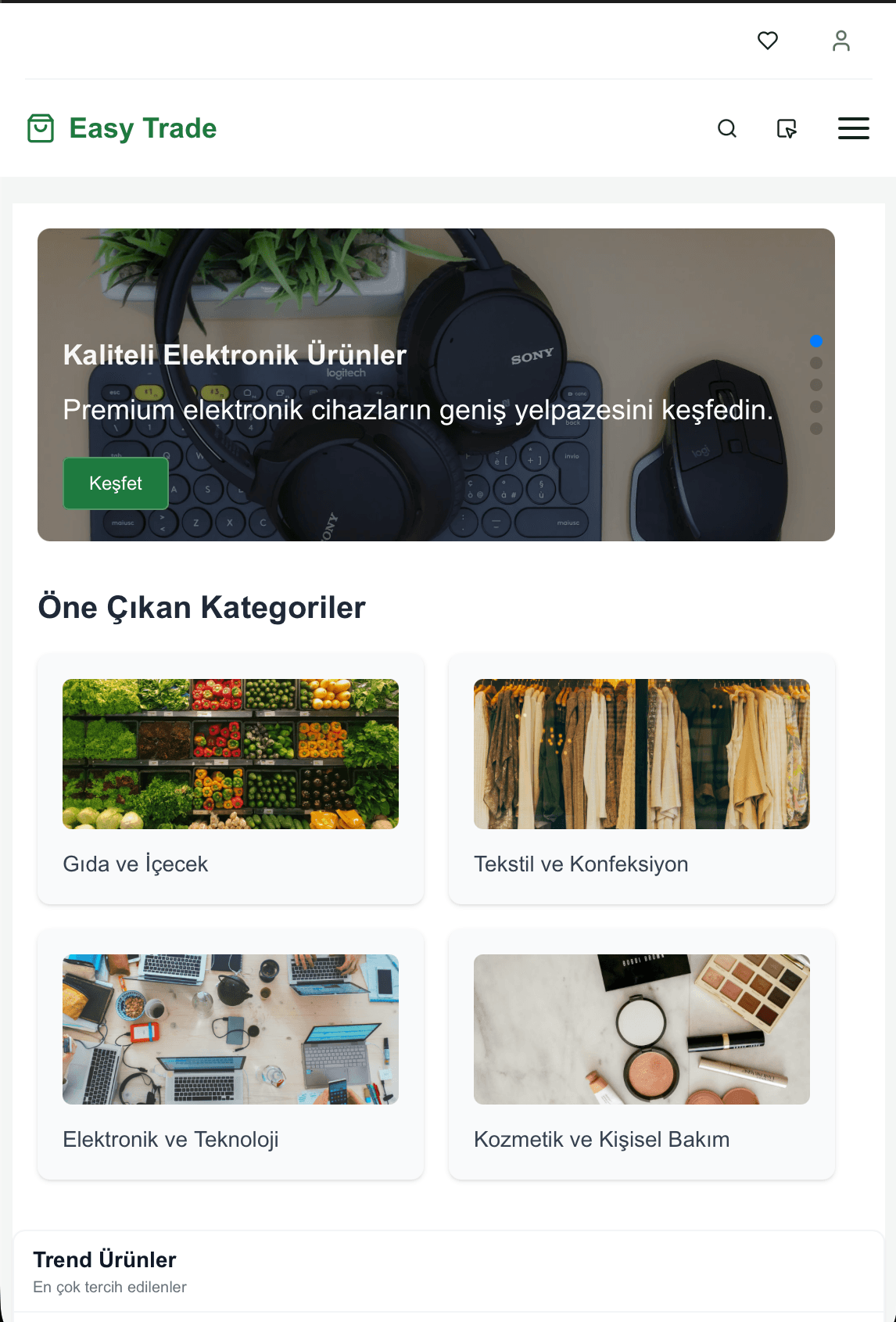 B2B Marketplace Platform mobile view